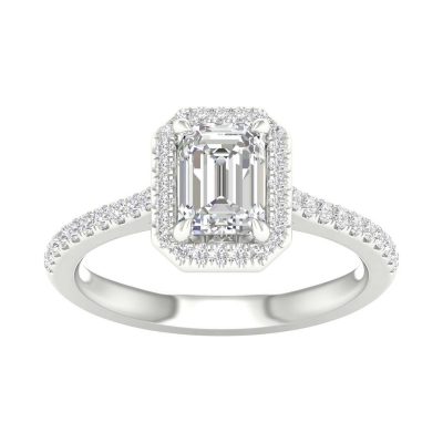 64064 - emerald halo engagement ring