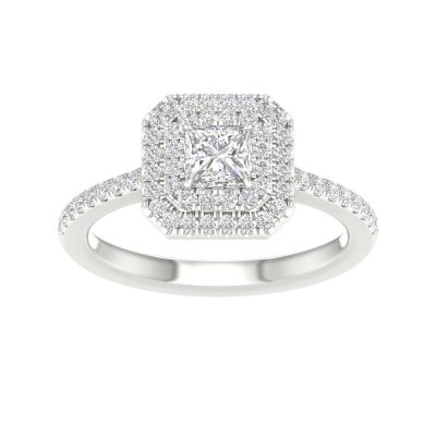 64071 - princess double halo engagement ring