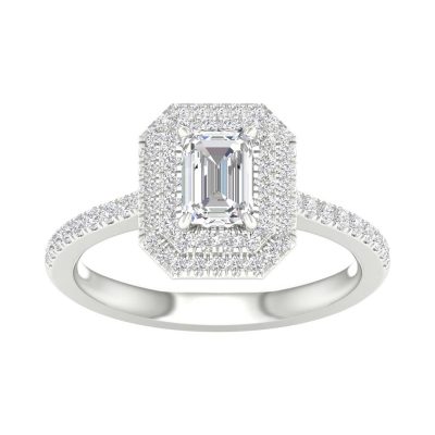 64088 - emerald double halo engagement ring