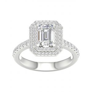 64089 - emerald double halo engagement ring