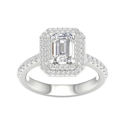64089 - emerald double halo engagement ring