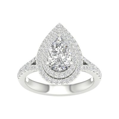 64091 - pear double halo engagement ring