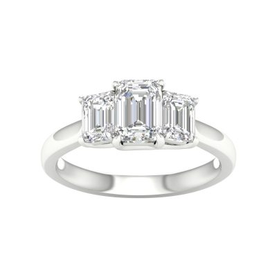 64105 - emerald 3 stone engagement ring