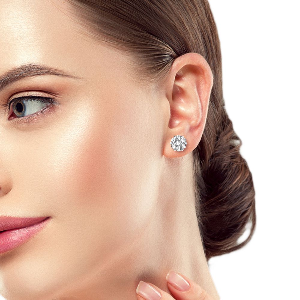 14K 0.69ct Lab Grown Flower Earring - Image 3