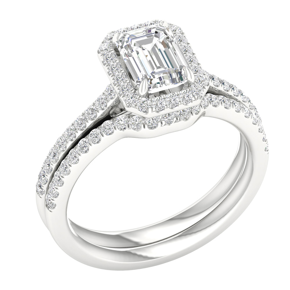 14K 1.45CT Lab Grown Bridal Set - Image 4