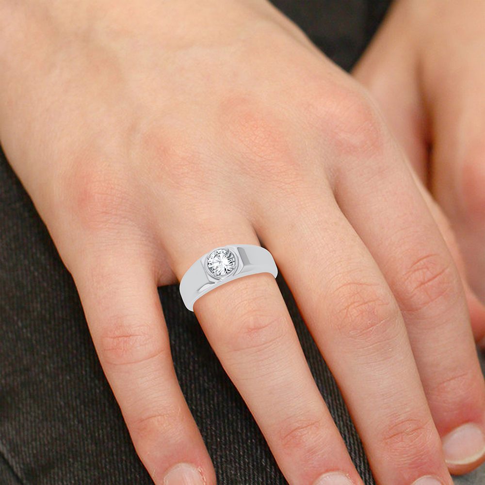 14K 1.00CT Lab Grown Diamond Mens Ring - Image 4